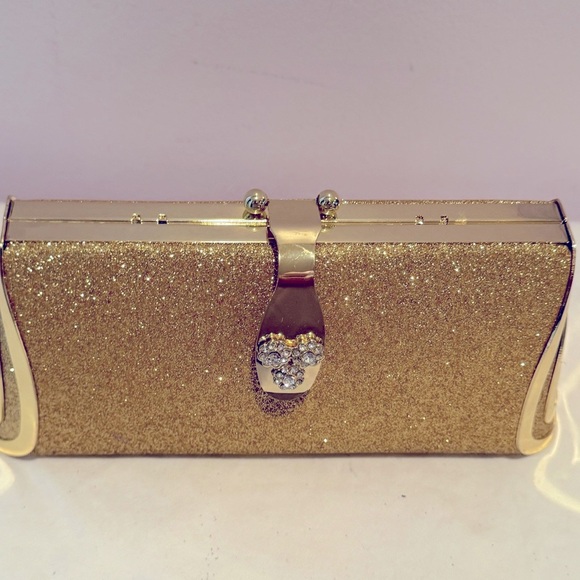 NewGold Sparkling Clutch with Metallic Finish no label